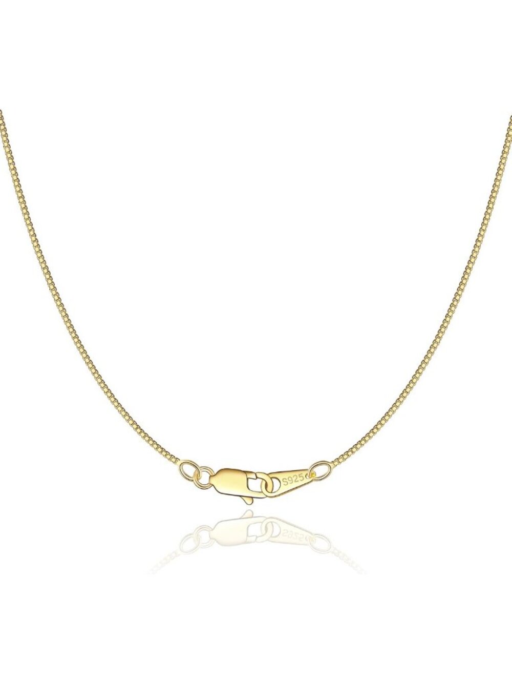 18K Gold Plated Sterling Silver Box Chain Necklace for Women - Thin & Strong